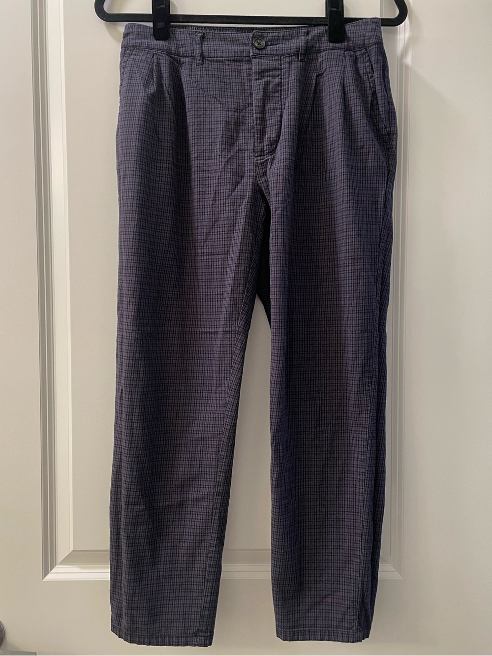 Men's Checkered Casual Pants - Blue & Gray